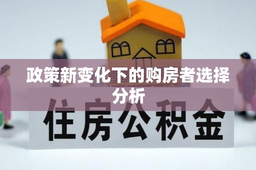 会东政策新变化下的购房者选择分析