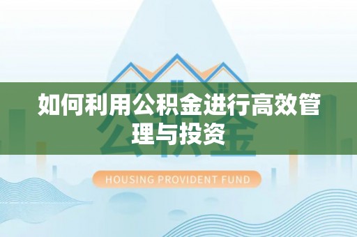 会东如何利用公积金进行高效管理与投资