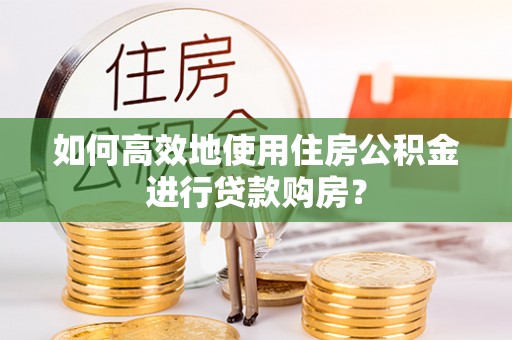 会东如何高效地使用住房公积金进行贷款购房？